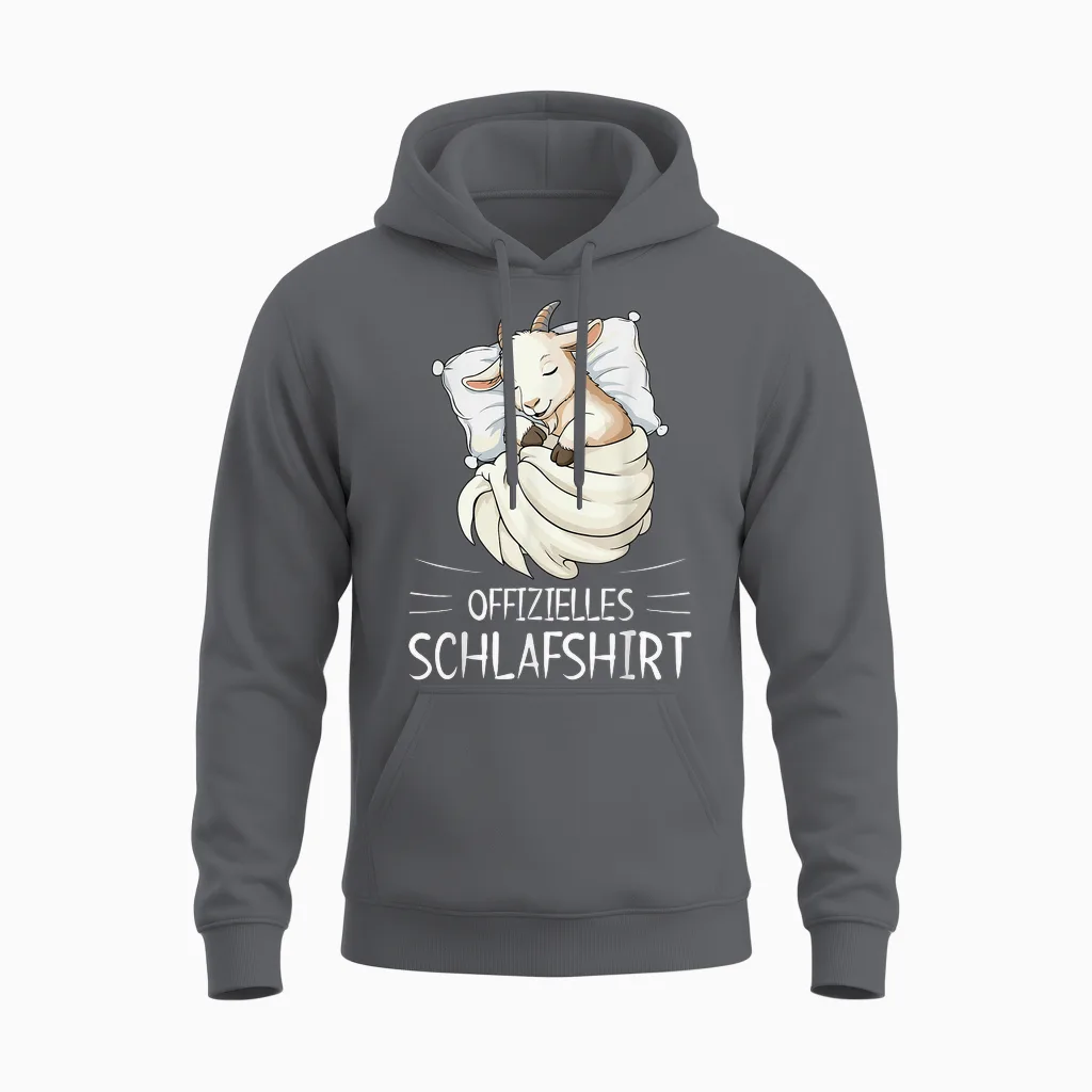 Offizielles Schlafshirt Ziege Pyjama Schlafanzug Unisex Hoodie in Charcoal