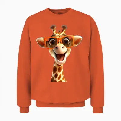Giraffe with Sunglasses Africa Safari Wilderness Cute Giraffe T-Shirt, Black Unisex Sweatshirt - Orange