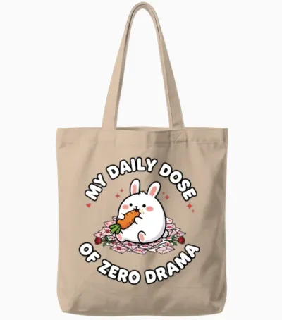 My Daily Dose of Zero Drama (funny Rabbit Edition) Tote Bags - Natural