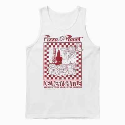 Disney Pixar Toy Story Pizza Planet Delivery Shuttle Unisex Tank Top - White