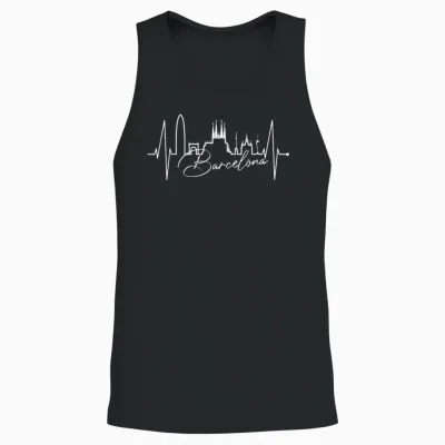 Barcelona Skyline Spanien Herzschlag Fan I Love Barcelona Unisex Tank Top - Black