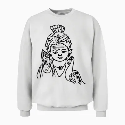 Murugan, Kartikeya Hindu God Temple Pooja T-Shirt, White, S Unisex Sweatshirt - White