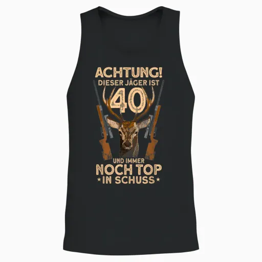 Men's 40 Years Deer Hunter 40th Birthday Hunting T-Shirt, Black, S Unisex Tank Top - Black