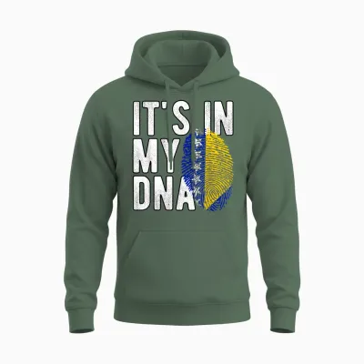 Funny It's in My Dna Bosnien Und Herzegowina Flagge Fingerabdruck Unisex Hoodie - Military Green