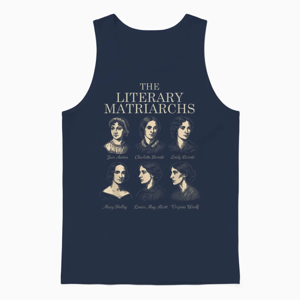 Little Women in Literature, Jane Austen, Bronte Sisters Unisex Tank Top in Navy