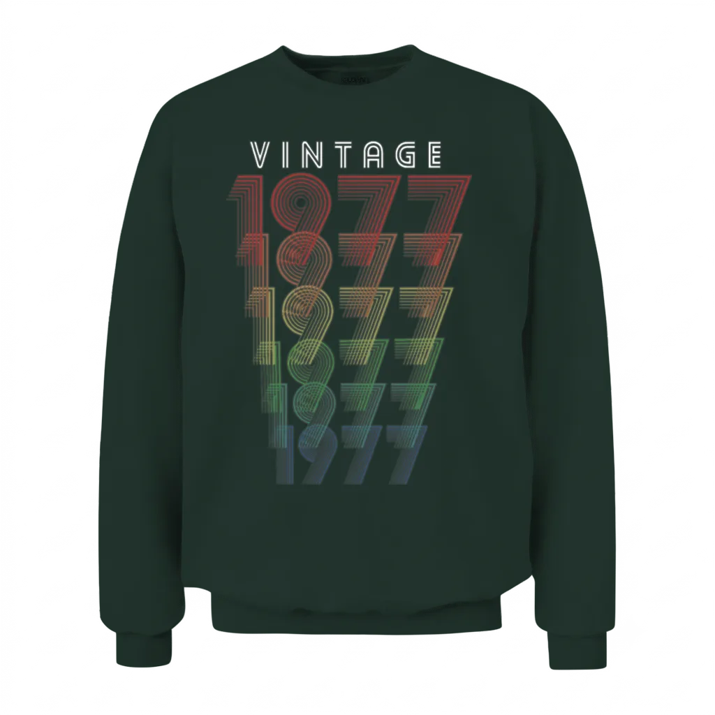Vintage 1977 Gift 1977 Birthday Retro Men Women Unisex Sweatshirt - Forest