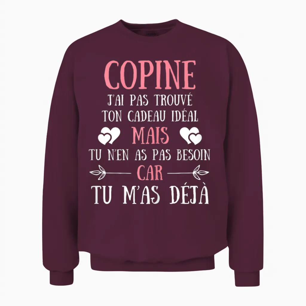 Girlfriend Funny Gift Idea Personalized Women Unisex Sweatshirt in Maroon