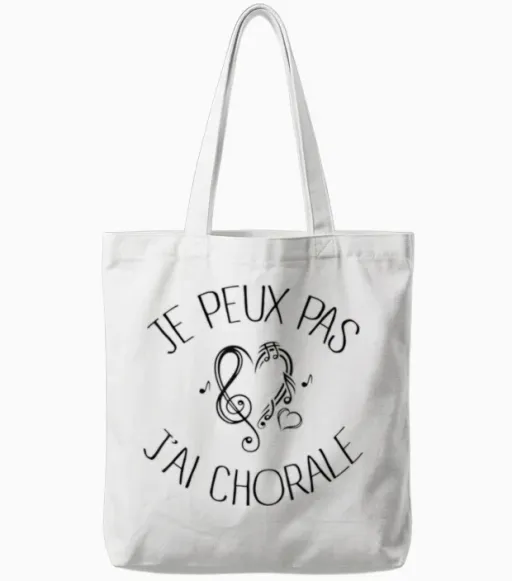 Je Peux Pas J'ai Choir Choir Tote Bags in White