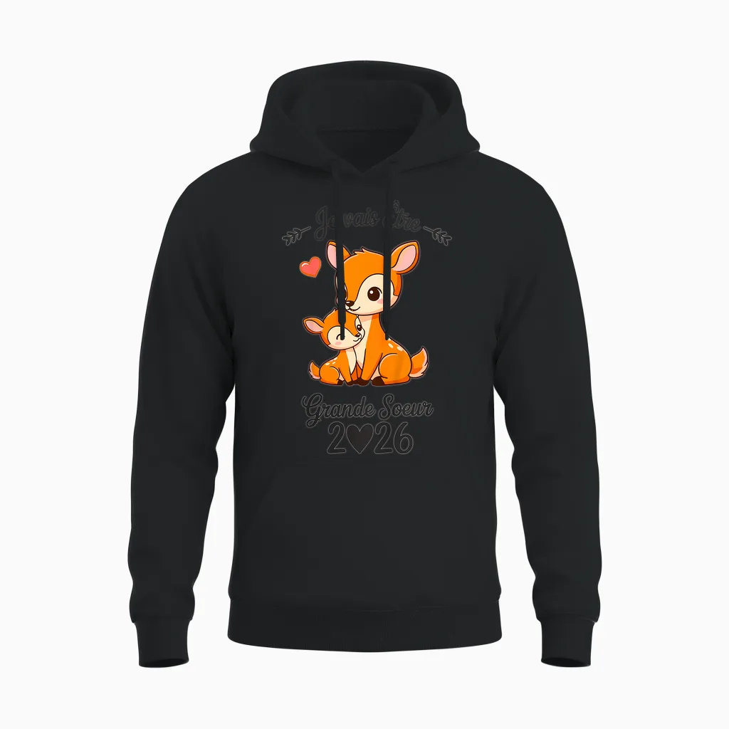 Child Future Big Sister 2026 I Will Be Big Sister 2026 Unisex Hoodie in Black