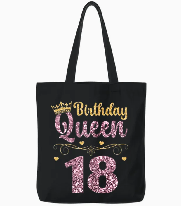 18. Königin Geburtstag 18 Jahre 18 Tote Bags in Black