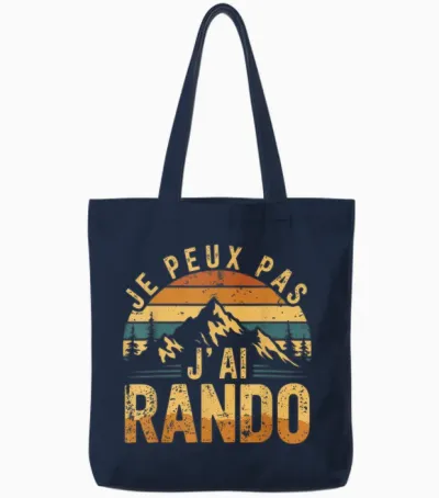 Hiking Mountain Hiker Humor Je Peux Pas J'ai Rando Tote Bags - Navy