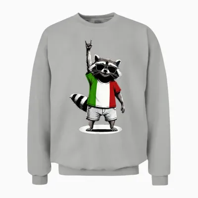 Drapeau Italien Drôle De Raton Laveur Italie Unisex Sweatshirt - Ash