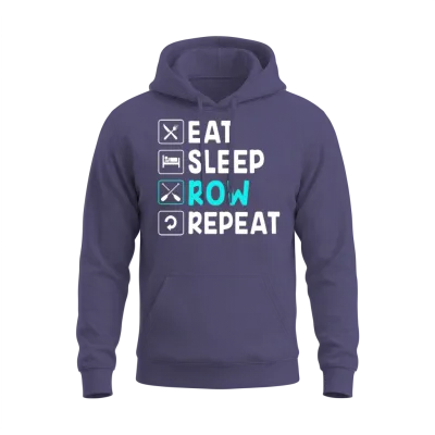 Rowing Crew Eat Sleep Row Repeat Unisex Hoodie - Heather Sport Dark Navy