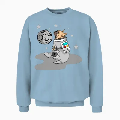 Funny Dog Astronaut Unisex Sweatshirt - Light Blue