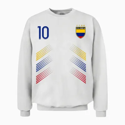 Colombia Flag for Colombian Pride Lovers T-Shirt, Black, S Unisex Sweatshirt - White