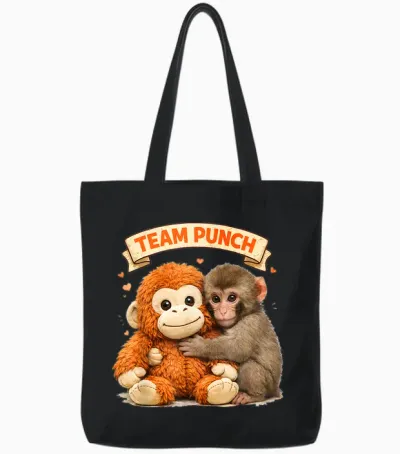 Cute Monkey Punch Panchi Kun Japan Baby Monkey Team Punch Tote Bags - Black