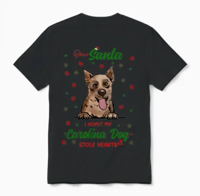 Carolina Dog Dog Christmas Dog Breed Unisex T-Shirt - Black