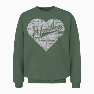 Vintage Heart Yankees I Love Yankees First Name Personalized Unisex Sweatshirt - Military Green