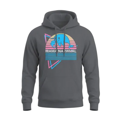 Narwhal Mama Retro Unisex Hoodie - Charcoal