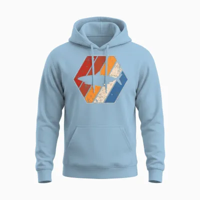 Shark Retro Unisex Hoodie - Light Blue