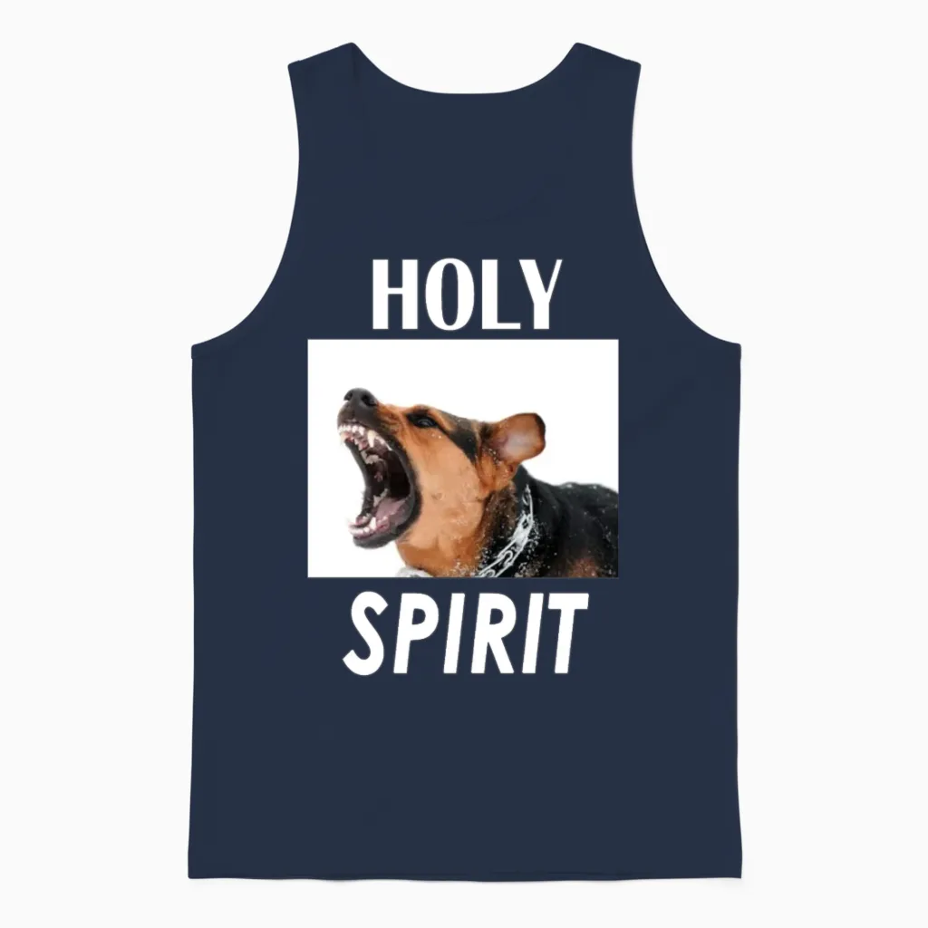 Holy Spirit Dog Barking Lovers Gift Unisex Tank Top in Navy