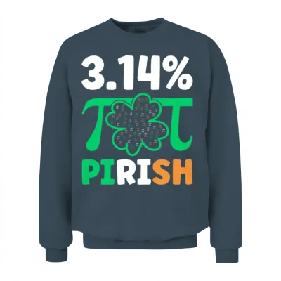 3.14% Pirish Funny St. Patricks Math Geek Pi Day Unisex Sweatshirt - Dark Heather