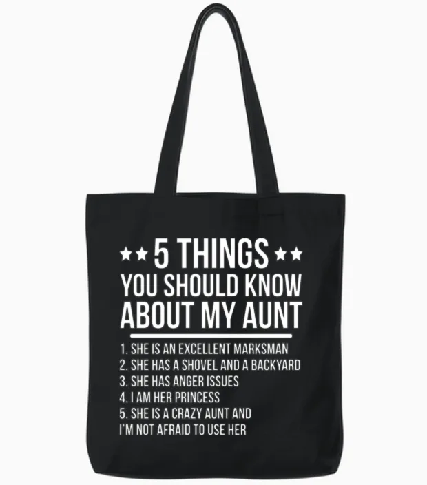 Funny Crazy Aunt Niece Gift Tote Bags in Black