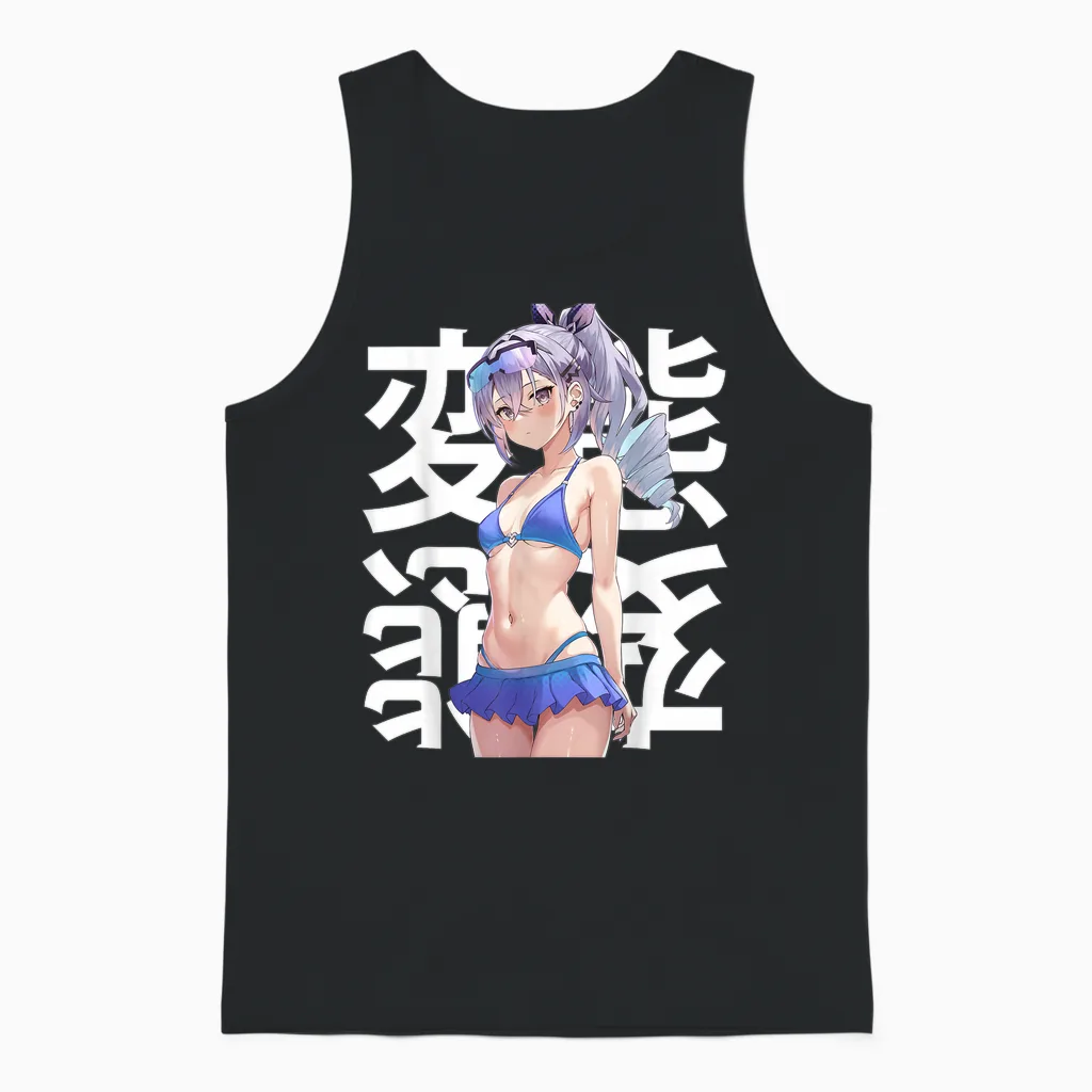 Anime Japonais Mignon Manga Kawaii Waifu Otaku Unisex Tank Top in Black