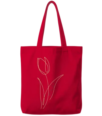 Flower Tote Bags - Red