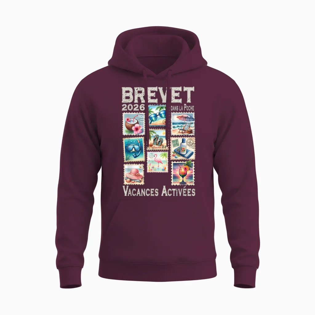 Brevet Collèges Réussi 2026 Bep Vintage Timbres Humour Unisex Hoodie in Maroon