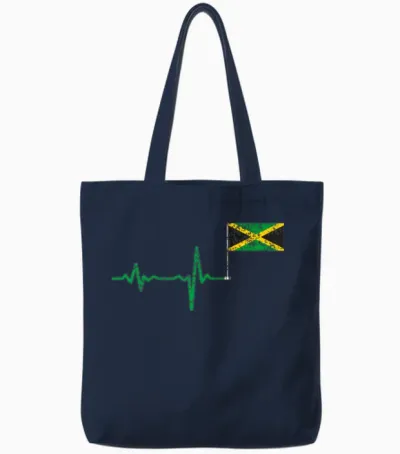 Heartbeat Jamaica Flag Gift Tote Bags - Navy