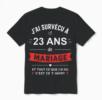 Idée Humour Blague Couple J’ai Survécu à 23 Ans De Mariage Unisex T-Shirt - Black