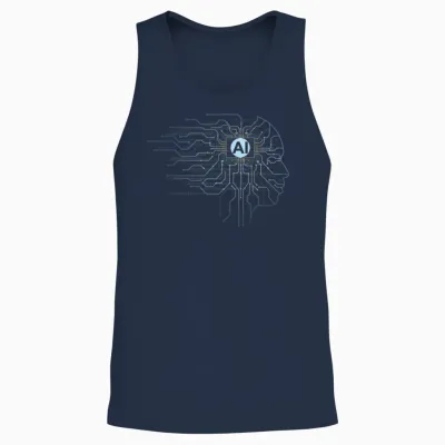 Ki - Binary Code Face Artificial Intelligence Computer Science T-Shirt, Black Unisex Tank Top - Navy
