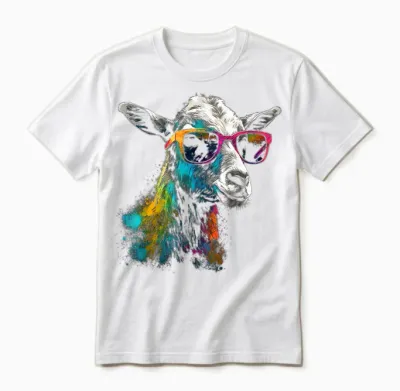 Ziegenliebhaber Kunstwerk Sonnenbrille | Bunte Tiermotiv Ziege Unisex T-Shirt - White
