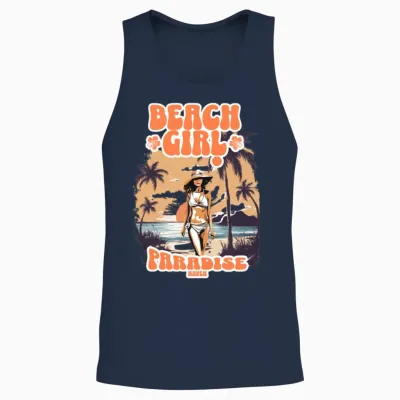 'beach Girl, Paradise Haven' Beach Scene Gd Unisex Tank Top - Navy