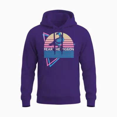 Fear the Pigeon Retro Unisex Hoodie - Purple