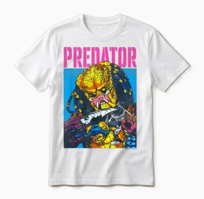 Aliens Iconic Epic Predator Retro Comic Big Chest Portrait Unisex T-Shirt - White
