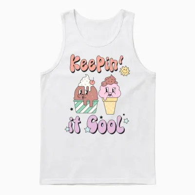 Keepin in Cool, Summer, Retro, Unisex Tank Top - White