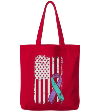 Suicide Prevention Awareness Ribbon - Usa American Tote Bags - Red