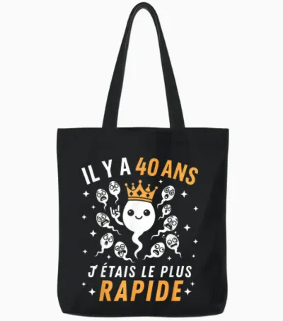 Graine Joke Birthday 40 Years Fastest Humor Tote Bags - Black