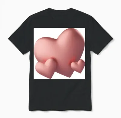 Heart Design Unisex T-Shirt - Black