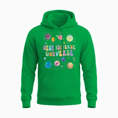 Neurodiverse Universe Autism Awareness Understand Accept Unisex Hoodie - Irish Green