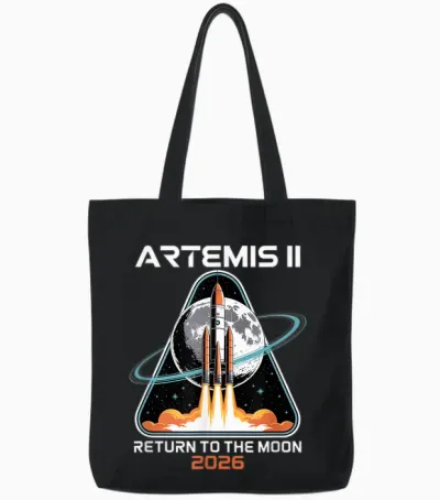 Raketenstart Artemis Ii to the Moon Weltraumforschung Tote Bags - Black