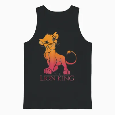 Disney the Lion King Simba Gradient Portrait T-Shirt, Black, S Unisex Tank Top - Black