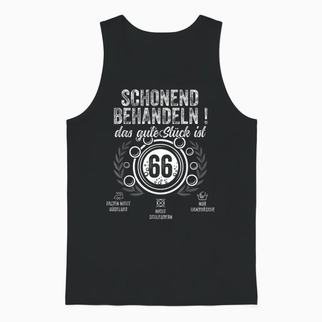 66. Geburtstag Schonend Behandeln.pflegehinweis: 66 Jahre Unisex Tank Top in Black