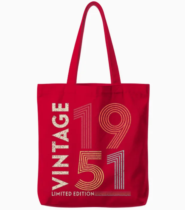 Vintage 1951 Birthday Gifts Tote Bags in Red