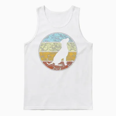 Dog Retro Unisex Tank Top - White