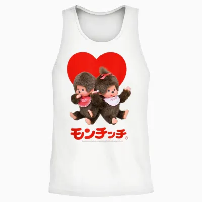 Monchhichi Valentine's Day Cute Little Fluffy Duo Unisex Tank Top - White