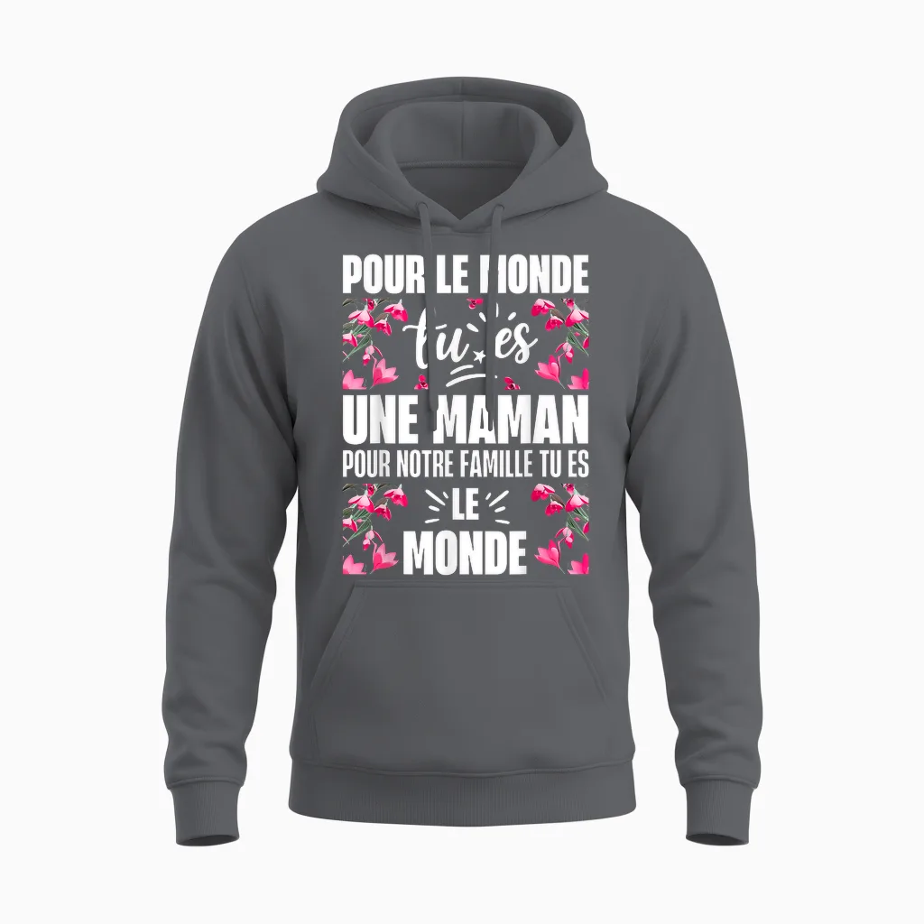 Mum Gift Mother's Day Best Mum in the World T-Shirt, Black, S Unisex Hoodie in Charcoal