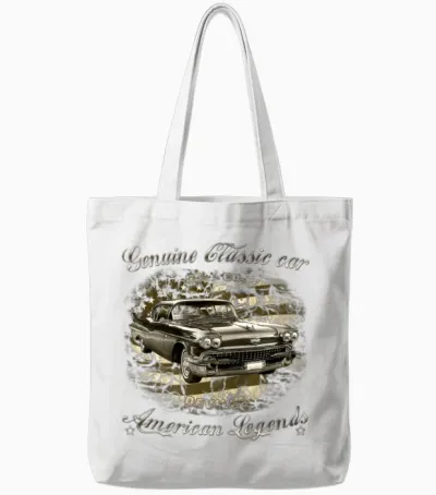 50-Ties Deville Cadillac Tote Bags - White